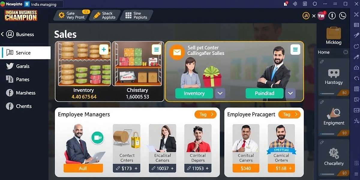 Commerce Champion India - Gameplay Interface Commerce Champion India gameplay screenshot showing business management interface with inventory, sales and employee management sections